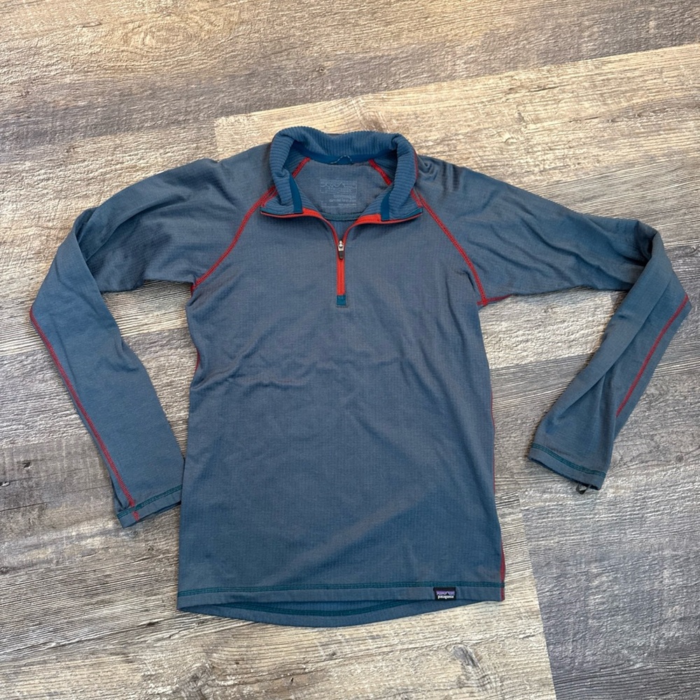 Patagonia Youth Large (12) Heavyweight Capilene Baselayer Long Sleeve Shirt Blue